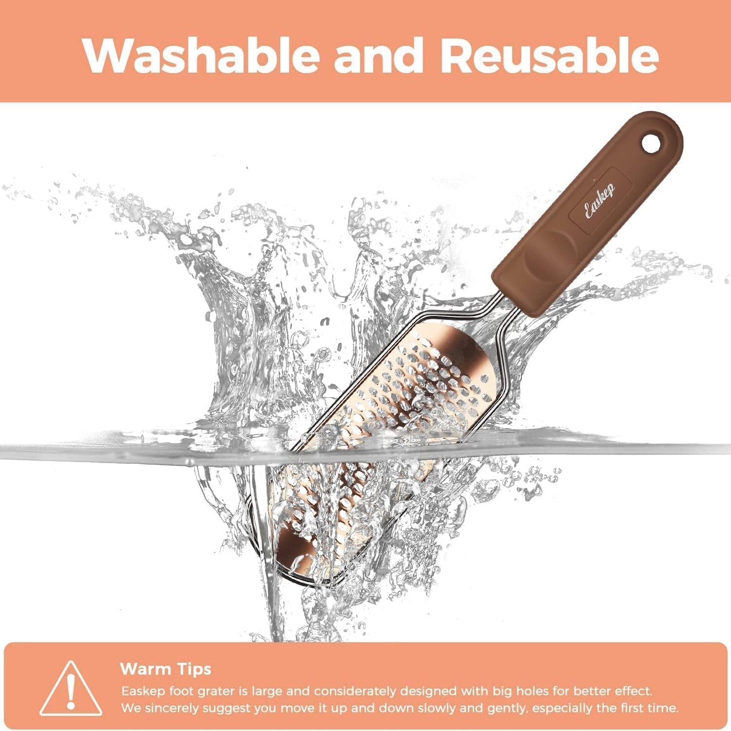 Easkep Foot File - Professional Callus Remover & Scrubber for Dry/Wet Feet | Golden Finish