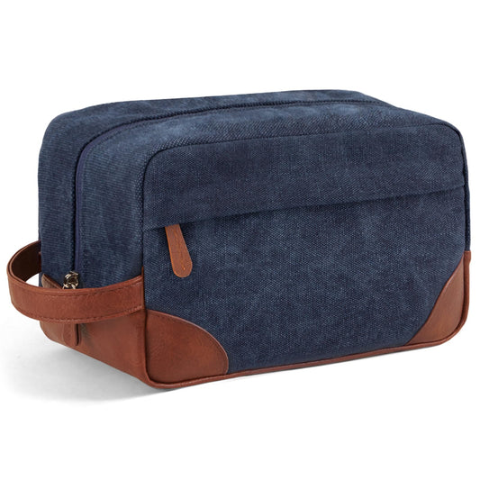 Vorspack Large Toiletry Bag Hanging Dopp Kit for Men Water Resistant Canvas Shaving Bag with Large Capacity for Travel - Navy Blue