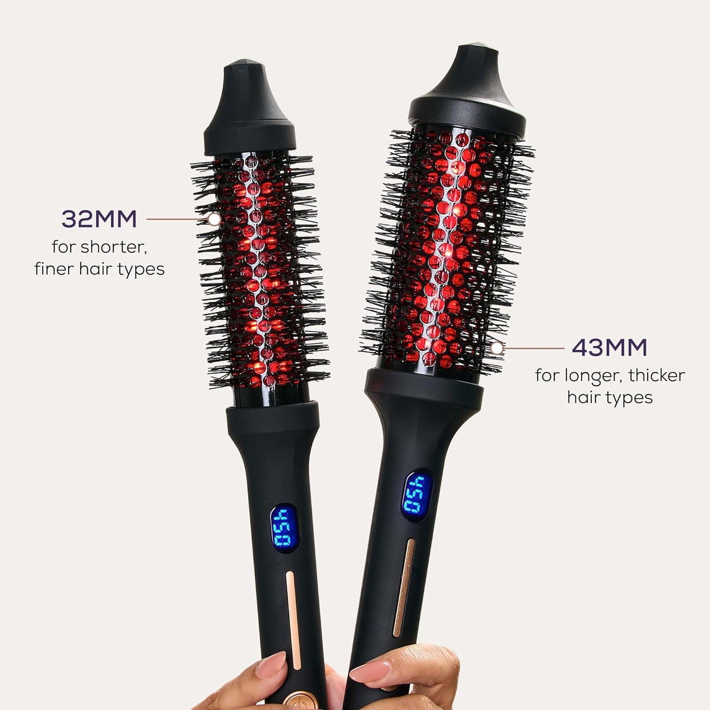 Sutra Thermal Brush - Lightweight Heated Round Hair Styling Brush with Digital Display | Auto Shut-Off & Ionic Technology