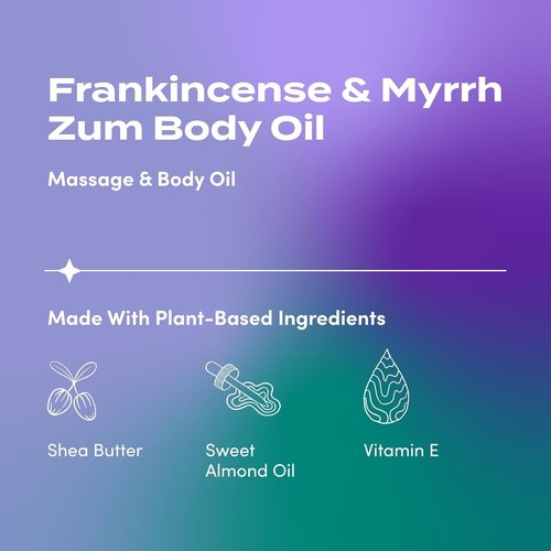 Indigo Wild Zum Frankincense & Myrrh Body Oil - Nourishing Massage Oil for Hydration - 4 Fl Oz