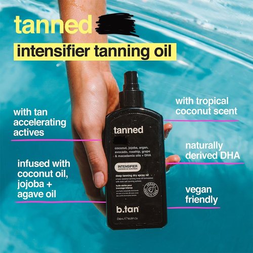 b.tan Best Tanning Oil - Fast-Drying Intensifier Spray for Dark Outdoor Tan | 8 Fl Oz