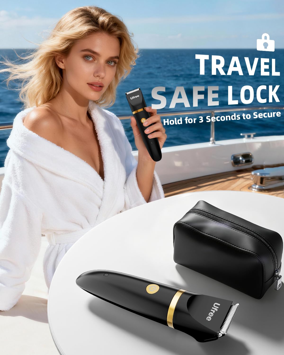 Ufree Bikini Trimmer - Rechargeable Electric Razor for Women | IPX7 Waterproof, Black
