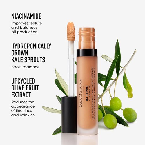 bareMinerals BAREPRO 16HR Matte Concealer - Skin-Perfecting Formula with SPF 25 & Niacinamide for Dark Spots, Blemishes & Circles