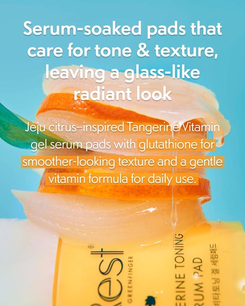 FOREST Vita C-Tangerine Gel Serum Pads - 75 Pads for Glass Skin Texture with Niacinamide & Mandarin Extract