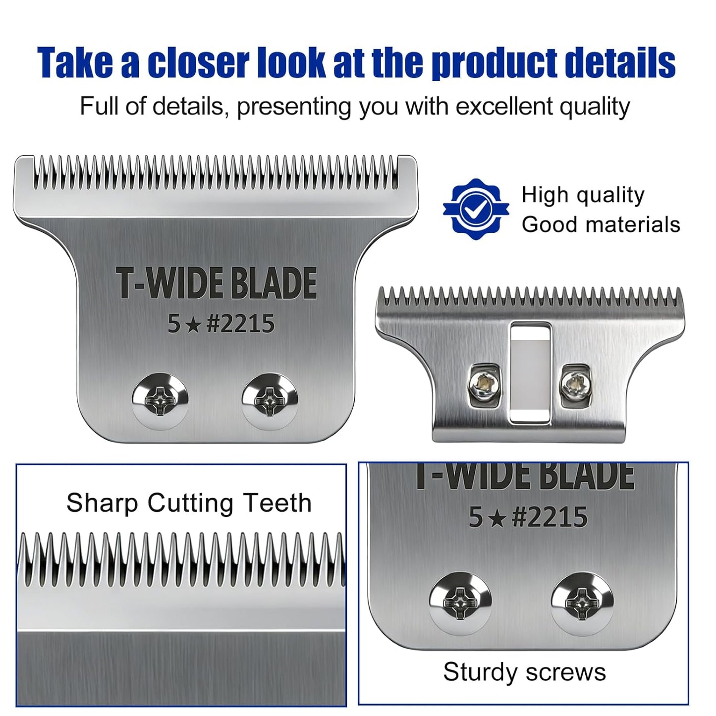 Wahl 5 Star Detailer Li Trimmer Replacement Blades - Adjustable Zero-Gap Stainless Steel, Silver | 2 Pack