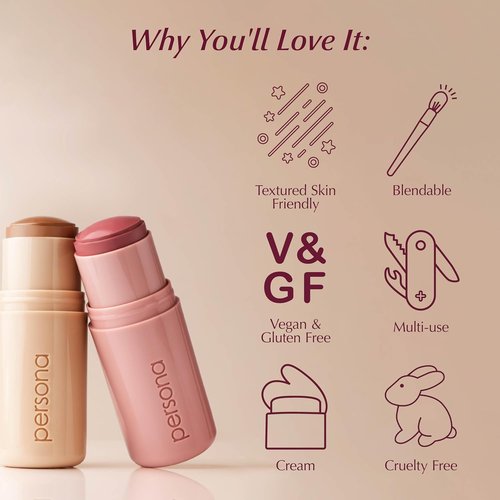 **PERSONA Mojave Dreamstick Cream Bronzer - Lightweight, Blendable Formula with Kaolin & Tea Extracts | Vegan & Cruelty-Free (0.32 oz)**