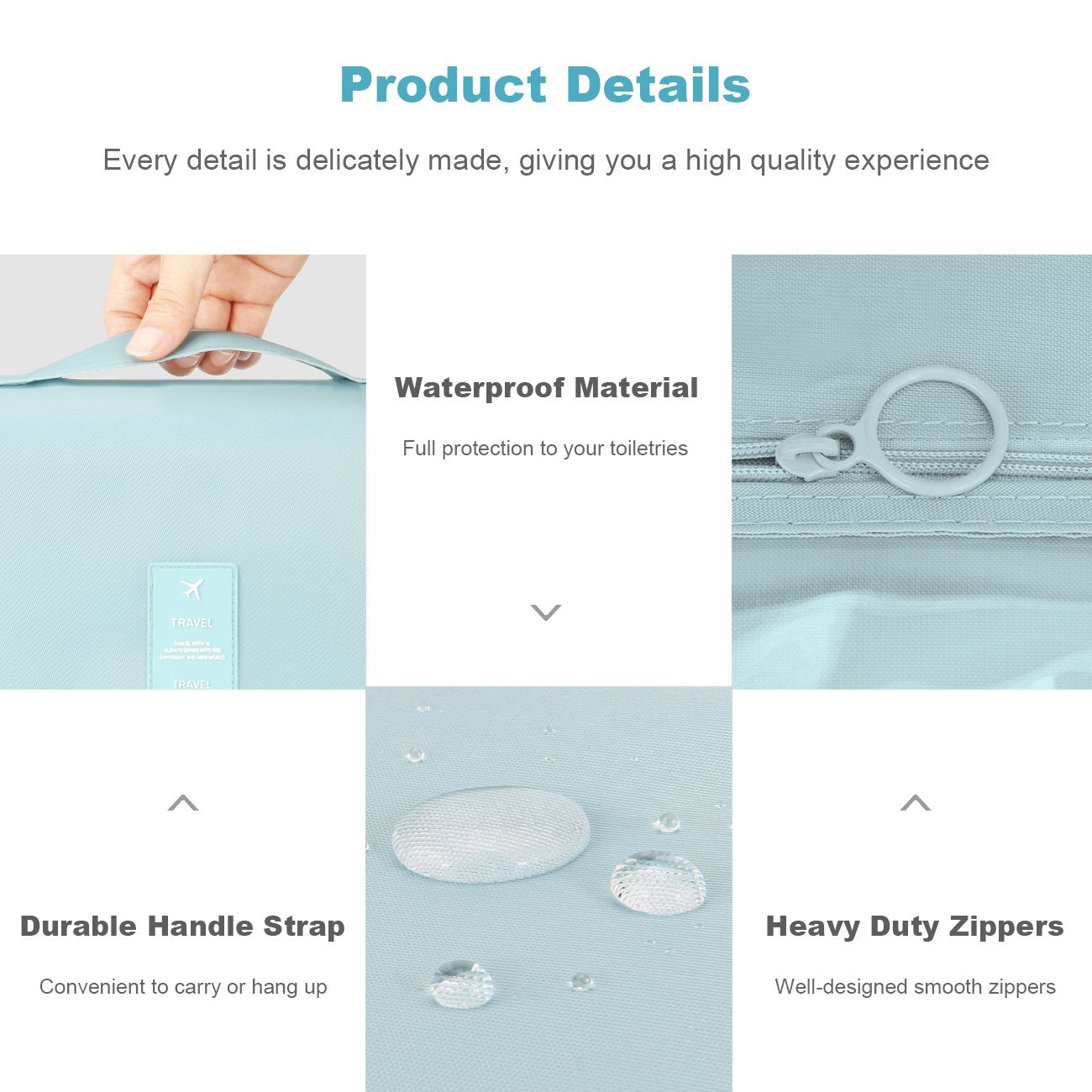 Mossio Hanging Toiletry Bag - Large Cosmetic Makeup Travel Organizer for Men & Women with Sturdy Hook (Pink Striped)