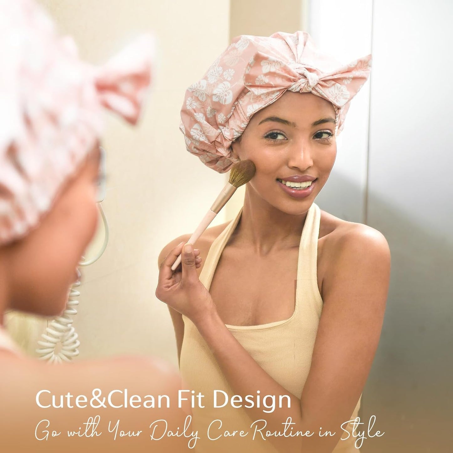 Yanibest Waterproof Shower Cap - Reusable, Adjustable Non-Slip Design for Long Hair | Washable Bath Hat