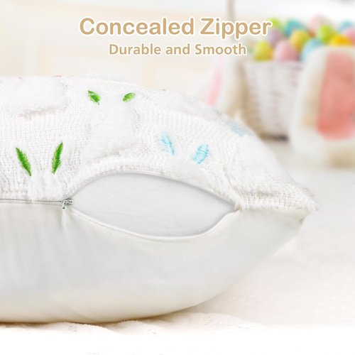 ALFEVA Bunny Throw Pillow Covers - Cute Plush Easter Decor | Set of 2, 18" x 18" for Living Room & Bedroom