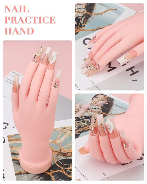Practice Hand for Acrylic Nails Soft Touch Mannequin Hand for Nails, Flexible and Bendable Fake Hand for Nails for Nail Art Beginners