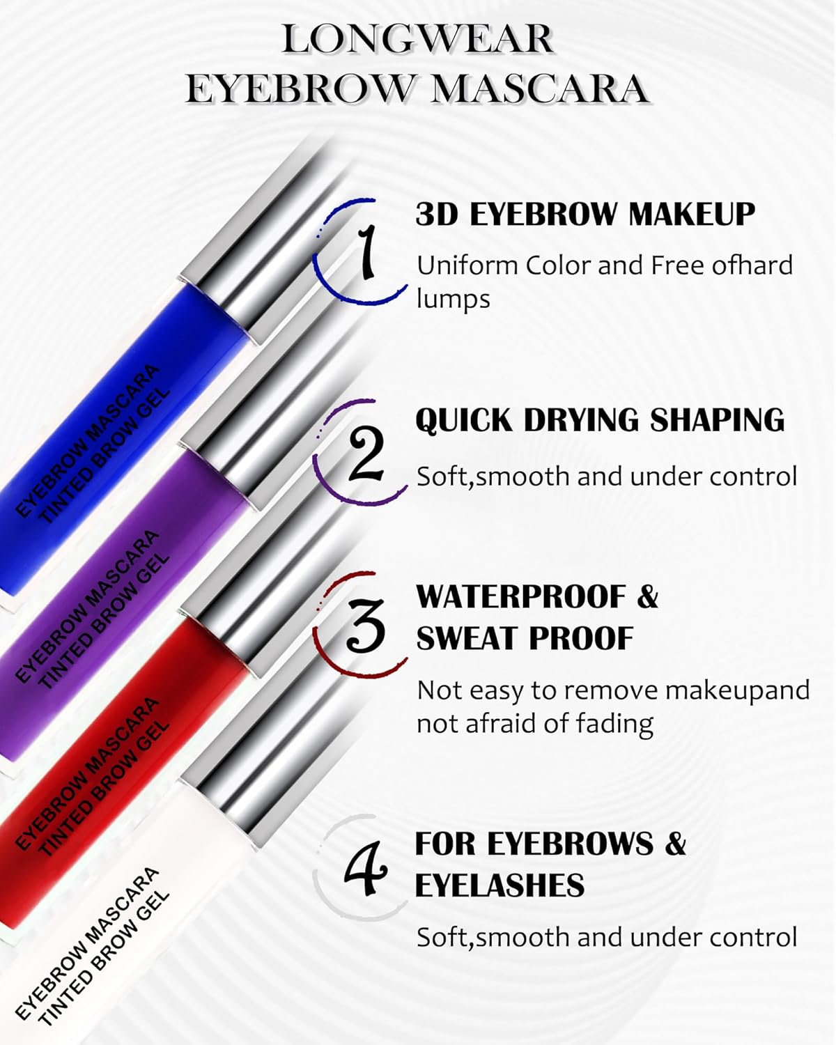 Skiennix Eyebrow Mascara Gel | Long-Lasting Waterproof Tinted Brow Filler - 10ml White Color