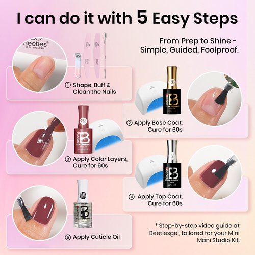 Beetles Stay Shining 23 Pcs Gel Nail Polish Kit with UV Light,, 12 Color Nail Manicure Studio Kit Cozy Elegance and Base Gel Glossy &Matte Top Coat Cuticle Oil & Nails Tools, DIY Salon-Quality at Home