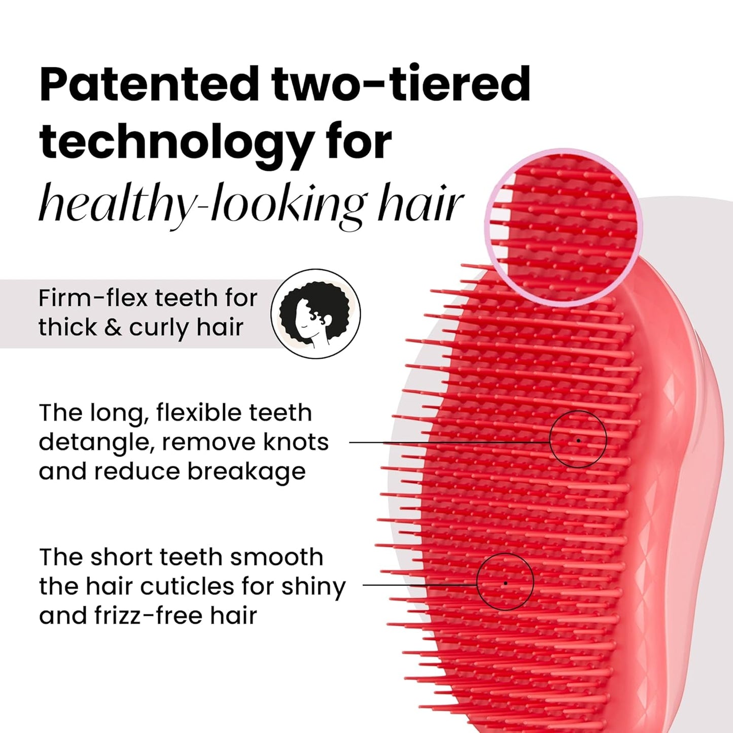 Tangle Teezer Original Detangler Brush - Ideal for Thick & Curly Hair | Pink Punch Color