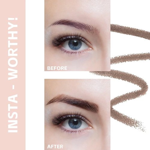 LAVONE Eyebrow Pencil - Makeup Waterproof Brow Pencil with Triangular Tip, Dual-Sided Brow Brush, Precise, Fine Tip, Fills Brows Creates Natural Looking Brow, with Hair Clips - Dark Brown