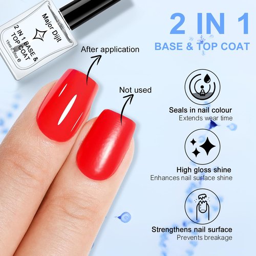 Major Dijit Clear Base & Top Coat Nail Polish - Quick Dry, Long-Lasting, High Gloss - 0.5 Fl Oz