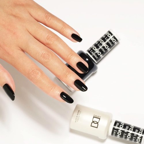 DND Gel Black Polish Set - Chip-Free UV/LED Gel & Air Dry Nail Lacquer Duo | 0.5 Fl Oz Each