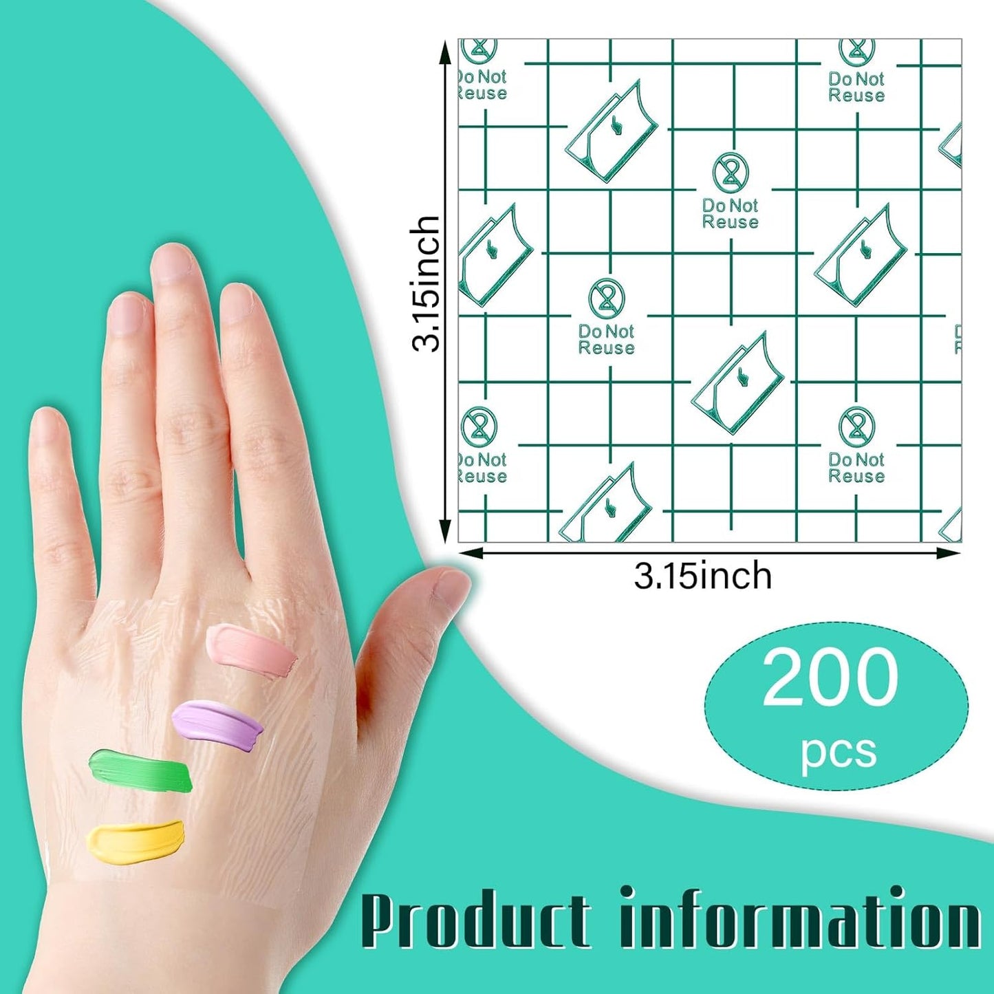 Skiennix Makeup Hand Palette - 200 Disposable Waterproof Mixing Trays for Artists | 3.15 x 3.15 Inch