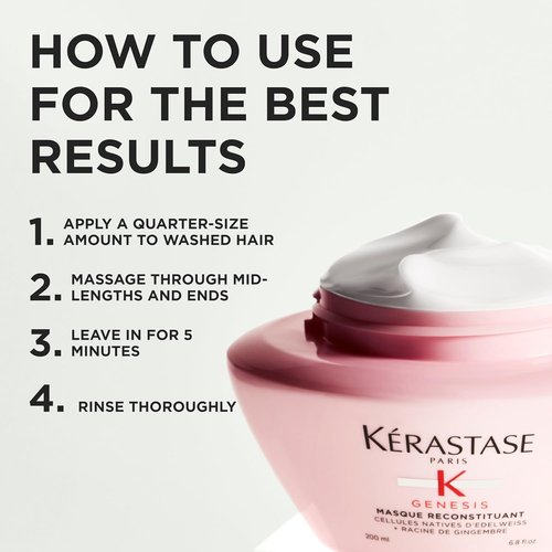 KERASTASE Genesis Hair Mask - Anti-Breakage & Strengthening Formula for Weak Hair | Nourishes & Hydrates | 6.8 Fl Oz