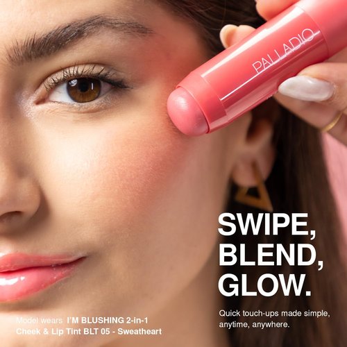 Palladio I'm Blushing 2-in-1 Cheek and Lip Tint - Buildable Hydrating Cream Blush in Sweetheart