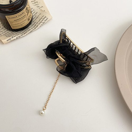 2 Pack Metal Big Lace Bows French Style Hair Clips Clamp Tassel Nonslip Hair Claw Hair Accessories for Women Girls for Thinner Thick Hair Styling