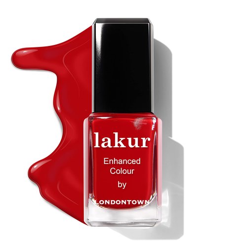 LONDONTOWN lakur Nail Polish - Chip-Resistant, Non-Toxic, Conditions & Hydrates Nails | Glossy Metallic Shimmery Red, .4 Fl Oz