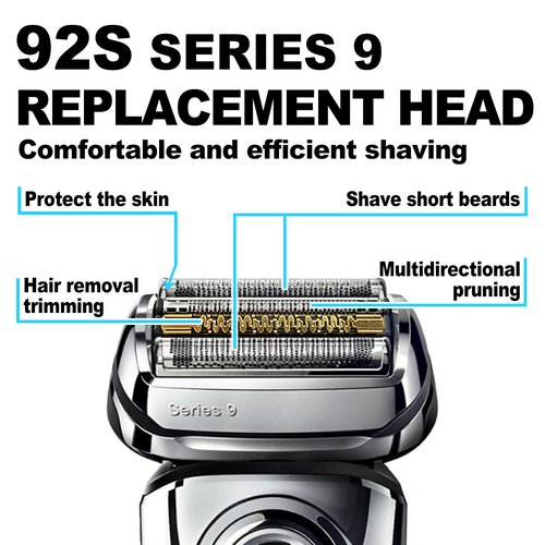 Braun 92S Series 9 Electric Shaver Replacement Heads - Compatible with Multiple Models, 2-Pack