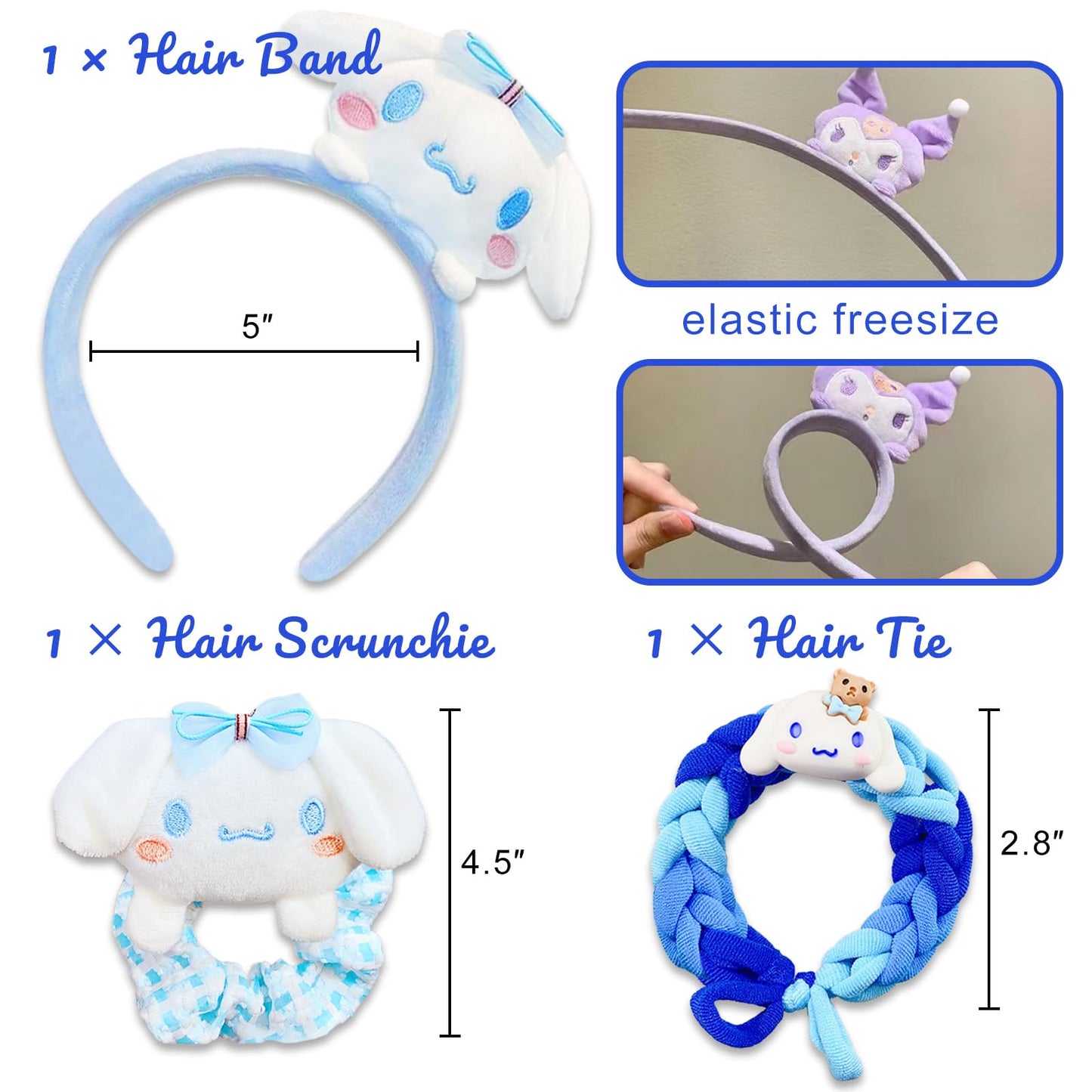 Kawaii Hair Accessories Set, Includes Headband, Hair Clips, Hair Scrunchies, Hair Ties, Cute Hair Clips Set for Girls Kids Gifts