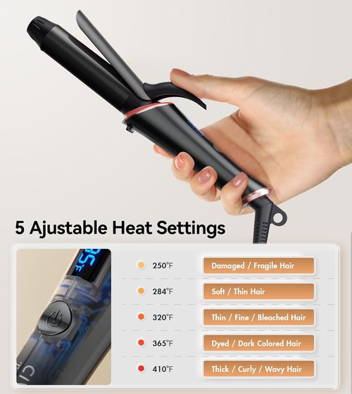 CIVEYA Travel Curling Iron - Mini 1 Inch Dual Voltage Curling Iron with 5 Heat Settings | Ceramic Barrel with Argan Oil