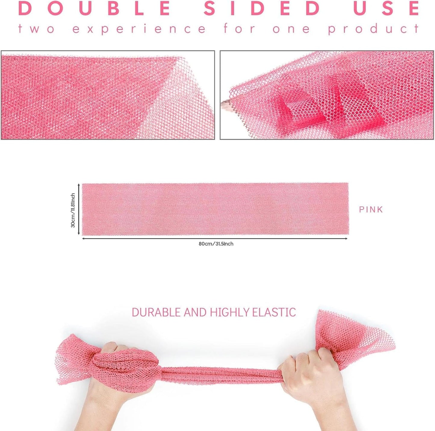 UJFQBH African Net Bath Sponge - Exfoliating Shower Scrubber for Smooth Skin | Pink