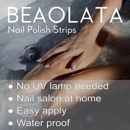 Beaolata Nail Polish Strips, 32PCS Salon Quality Wraps, Long Lasting Gel Nail Stickers for Women Easy Apply& Remove (Basketry Light Brown)