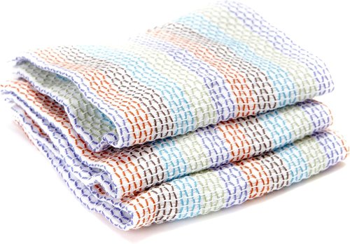 Full Circle Tidy Organic Cotton Dish Cloths - Absorbent & Eco-Friendly Kitchen Towels - Red