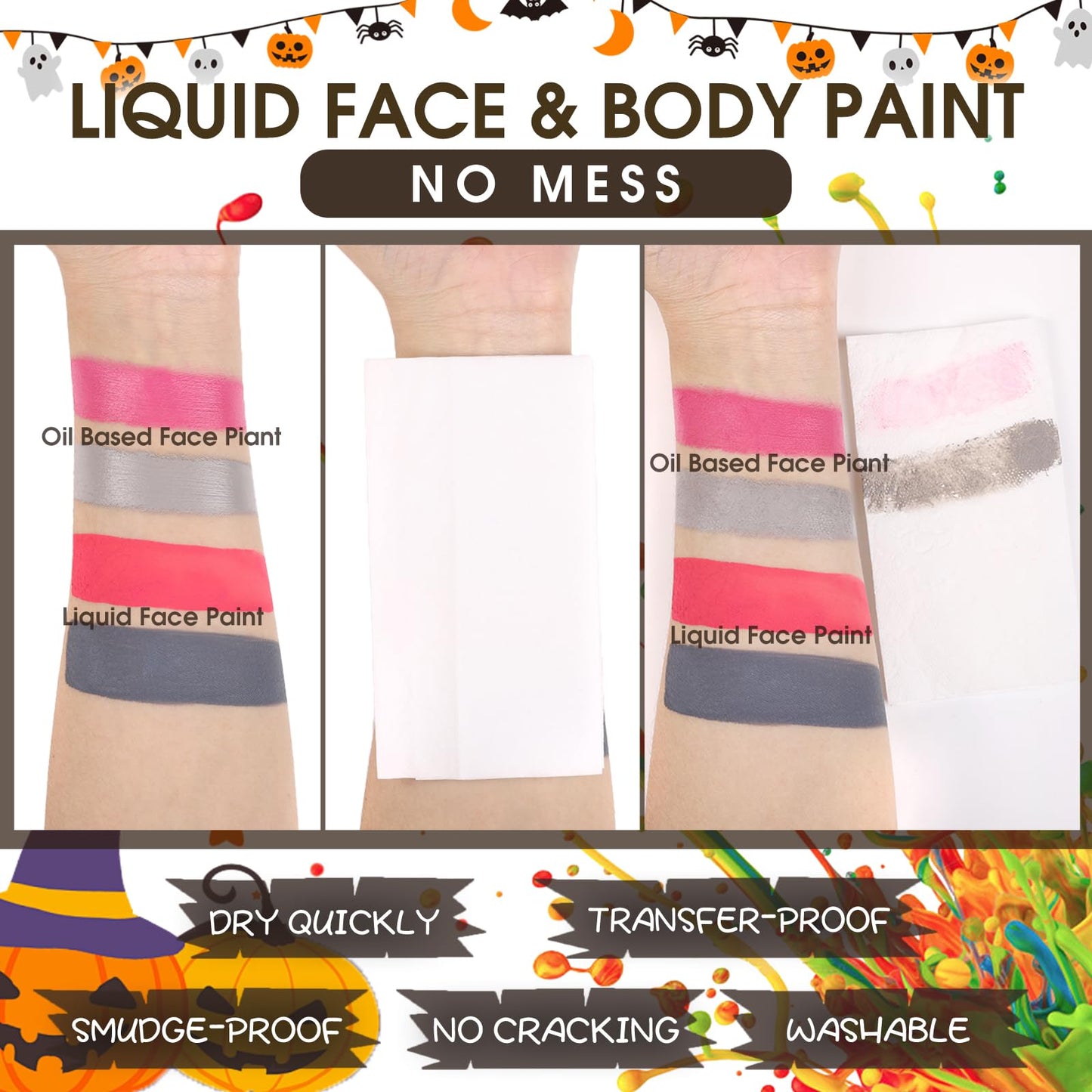 BOBISUKA Pink Face Body Paint Liquid Texture Washable Non Toxic Facepaint Fast Drying Foundation Makeup for Halloween Clown Cosplay SFX Costume Party Large Capacity(130ml)