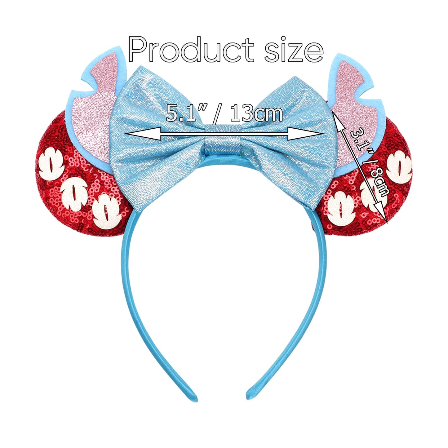 AQOKKA 1 Pcs Mouse Ears Headbands with Bow for Birthday Party, Hair Hoop Party Decoration Cosplay Costume Hair Accessories for Women & Girls