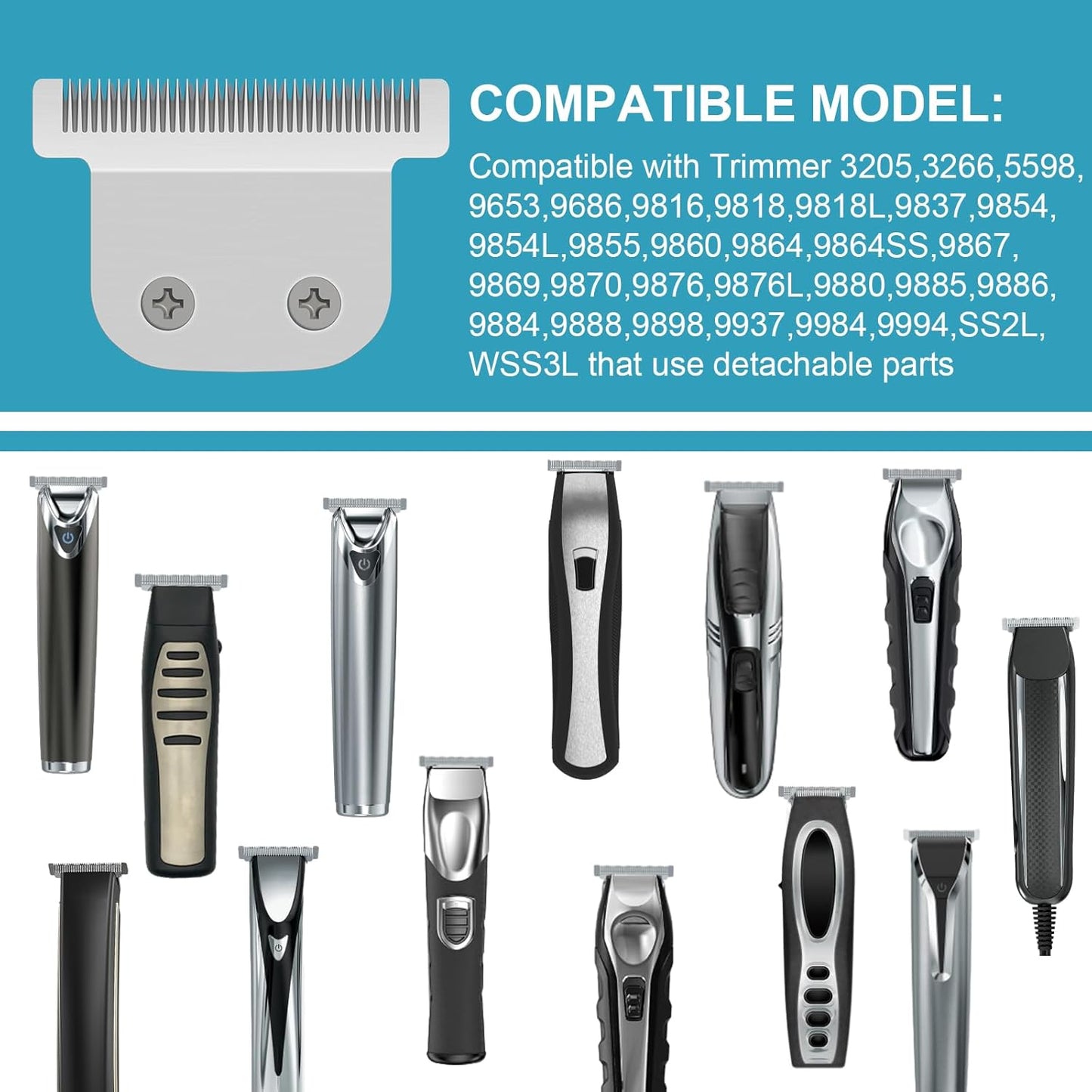 Wahl T-Blade Detachable Replacement Blades - Compatible with Multiple Trimmer Models | 2-Pack