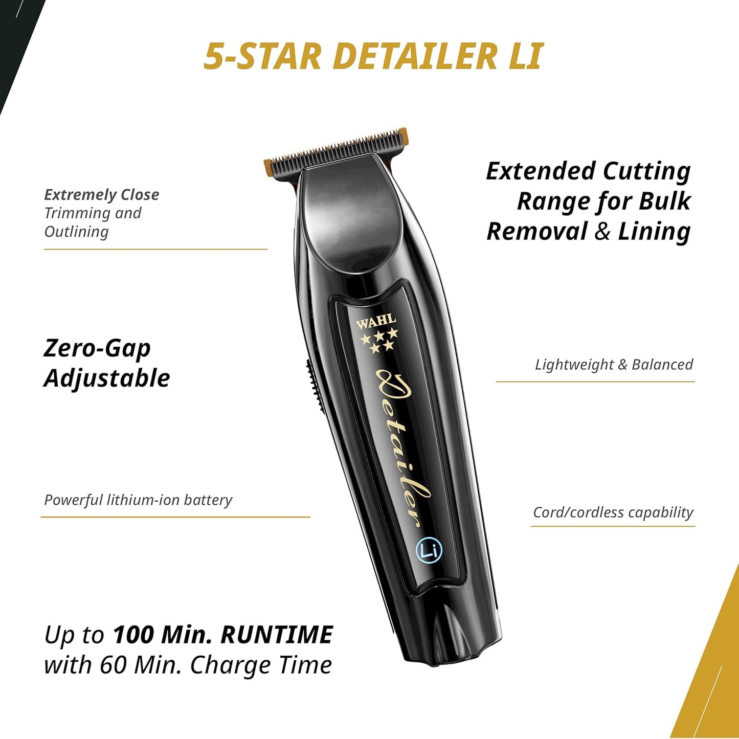 Wahl Professional Cordless Barber Combo - Magic Clip & Detailer Li with 100-Minute Lithium-Ion Run Time