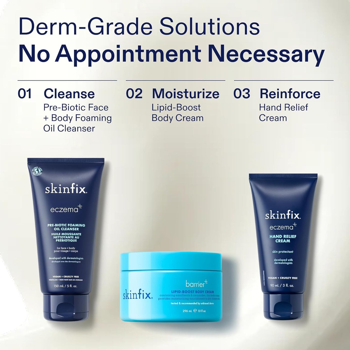 Skinfix Hand Relief Cream - 3 Fl Oz | Reduces Redness, Stinging & Cracking for Sensitive Skin - Fragrance-Free, Vegan