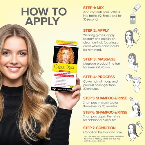 Color Oops | Extra Conditioning Hair Color Remover - Safely Removes Permanent & Semi-Permanent Dye in 20 Minutes - 1 Application