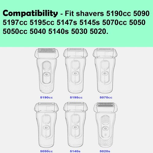 Braun Series 5 Replacement Head 52S - Compatible Wet & Dry Foil and Cutter for S5 Shavers (1 Count)