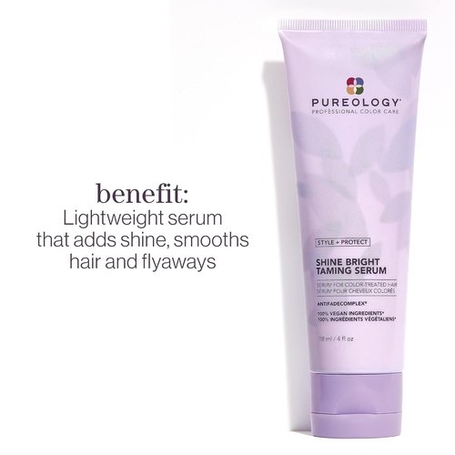 Pureology Style + Protect Shine Bright Taming Serum - Smooths Color-Treated Hair, Sulfate-Free & Vegan