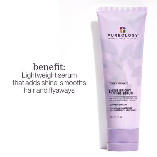 Pureology Style + Protect Shine Bright Taming Serum For Color-Treated Hair - Smooths Strands and Enhances Shine, Sulfate-Free & Vegan