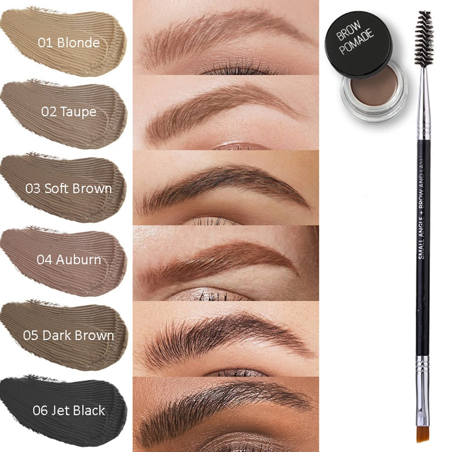 MAEPEOR Matte Eyebrow Pomade 6 Colors Creamy Smooth Full-pigmented Brow Pomade Long Lasting Waterproof Cream Brow Gel with Eyebrow Brush (Matte, 02 Taupe)