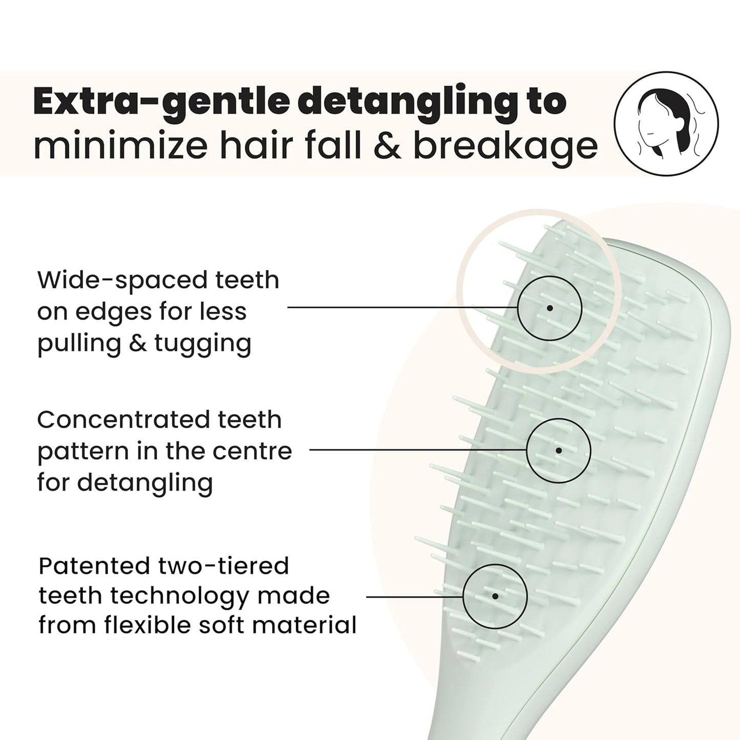 Tangle Teezer Extra Gentle Detangler Hair Brush - Minimize Hair Loss & Breakage | Eucalyptus Green