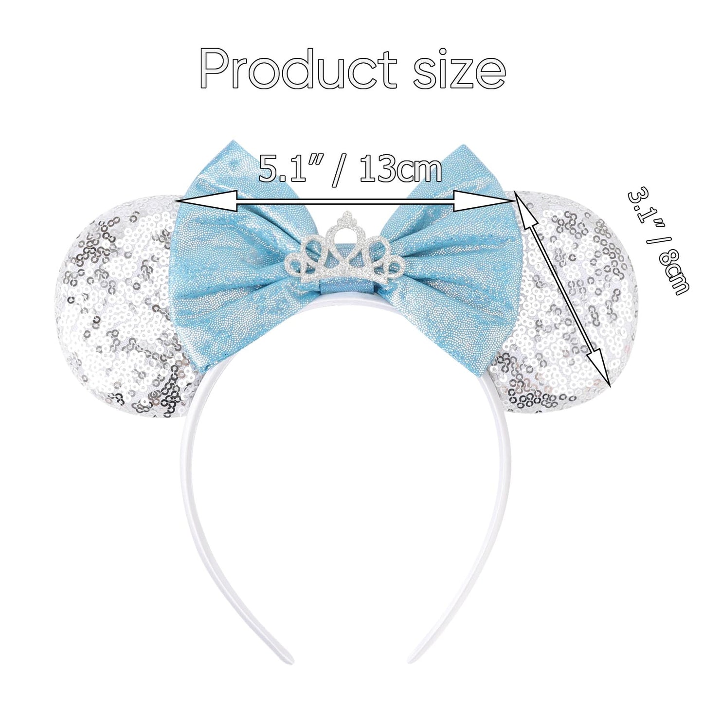 AQOKKA 1 Pcs Mouse Ears Headbands with Bow for Birthday Party, Hair Hoop Party Decoration Cosplay Costume Hair Accessories for Women & Girls