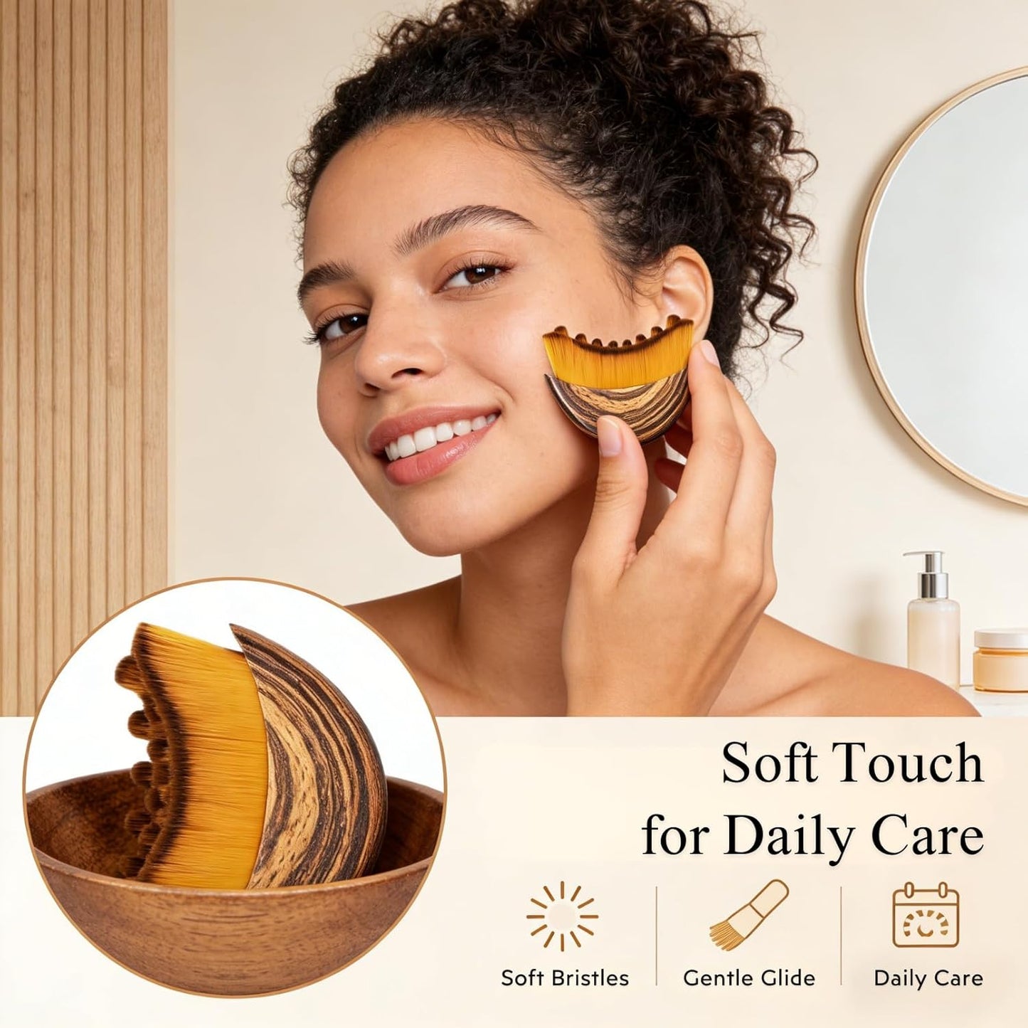 Skiennix Lymphatic Contour Face Brush - Anti-Puffiness Massager for Double Chin Reduction & Skin Glow