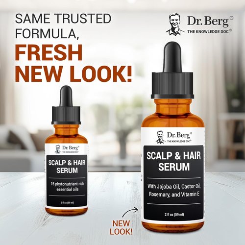 Dr. Berg Scalp & Hair Serum - Improved Formula with Vitamin D3 & E | Paraben & Sulfate-Free Hair Oil for All - 2 Fl Oz