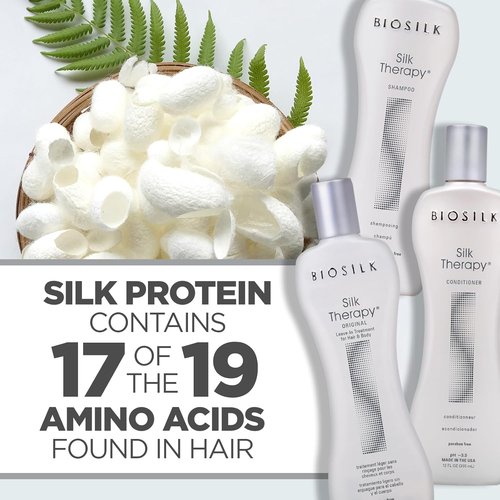 BioSilk Silk Therapy Kit - 3-Piece Shampoo, Conditioner & Serum for Healthy, Shiny Hair | 12 Oz Set