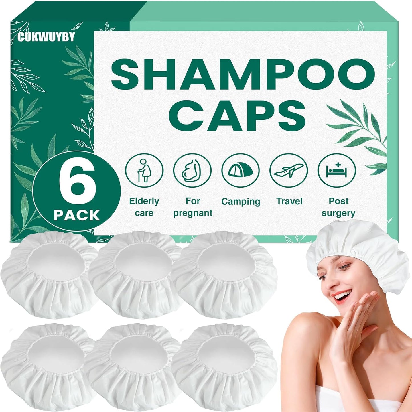 Skiennix Shampoo Caps - No Rinse Waterless Hair Wash for Bedridden Patients | 6 Pack