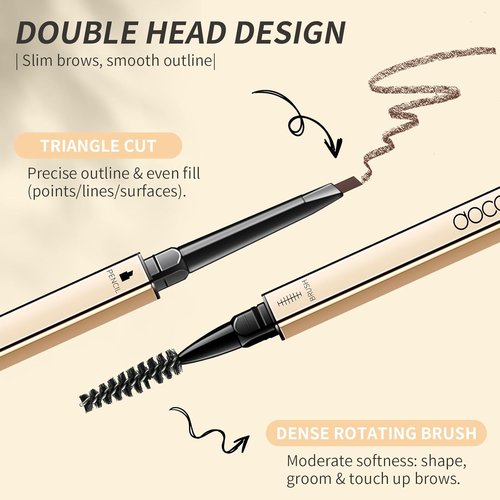 Docolor Micro Brow Pencil - Dual-Sided Definer for Women | Ultra-Fine Microblading, Soft Brown & Black (2 Count)