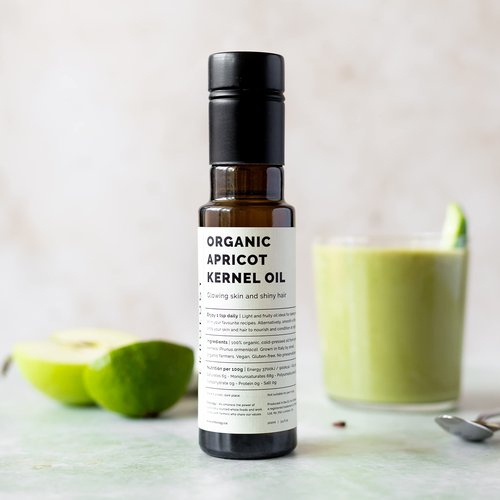 100% Organic Apricot Kernel Oil 100ml - Cold-Pressed - Premium Quality - Skin Health and Gut Health - Straight from Farm in Italy - Non-GMO - No Additives or Preservatives - Recyclable Glass Bottle