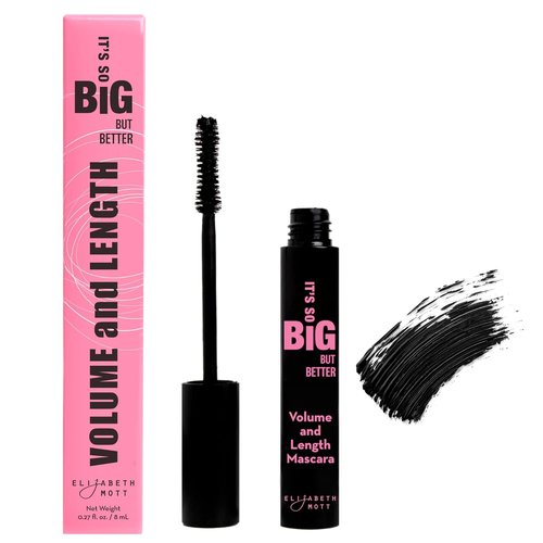 Elizabeth Mott Black Volumizing Mascara - Smudge-Proof, Lengthening Fiber Formula, Clump-Free, 8ml